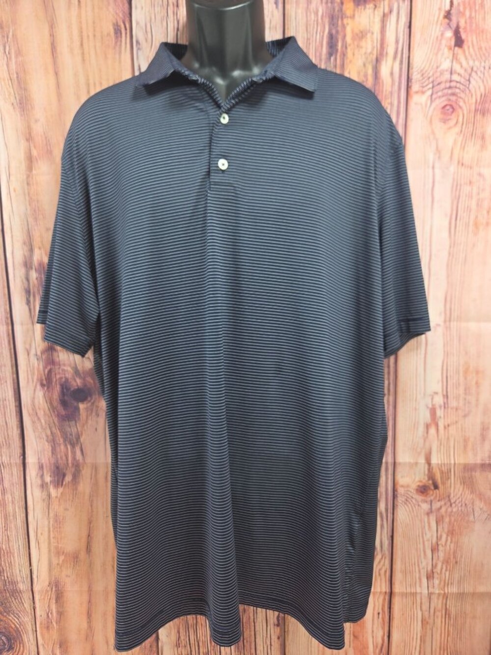Johnnie-O Mens Navy Blue Striped Polo Size XL